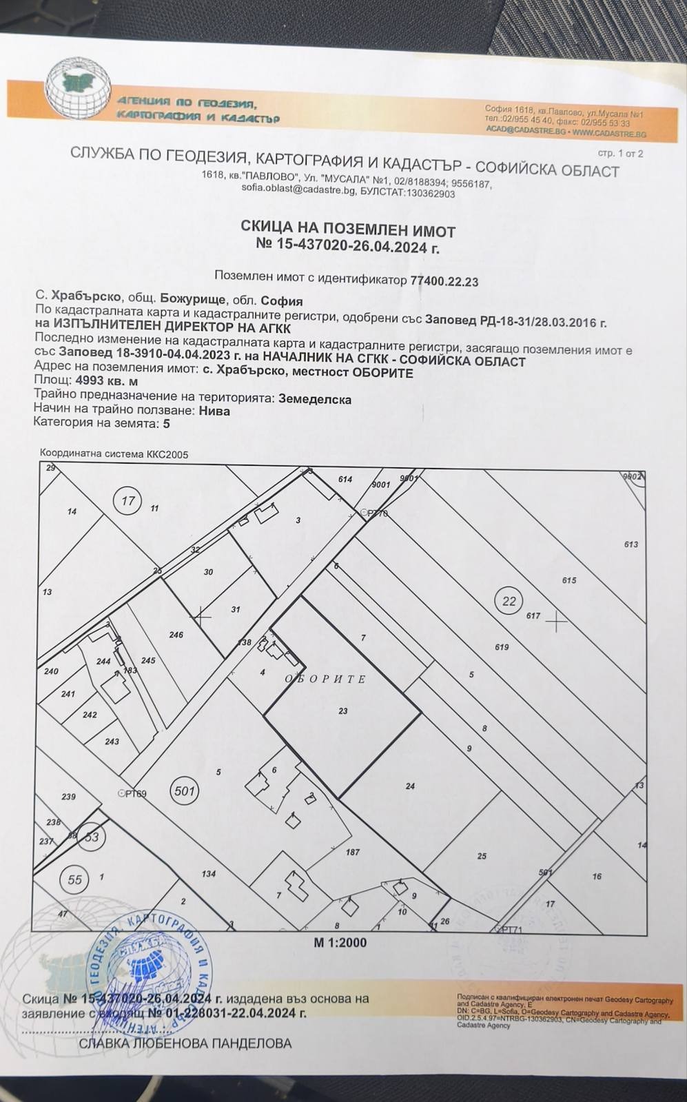 Продава ПАРЦЕЛ, с. Храбърско, област София област, снимка 2 - Парцели - 54205483