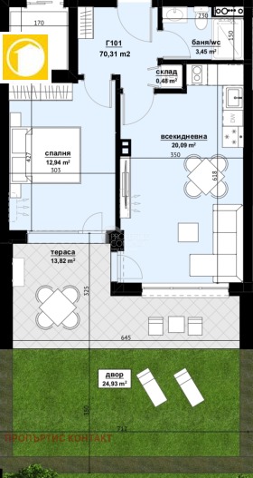 1 dormitorio Izgrev, Burgas 2