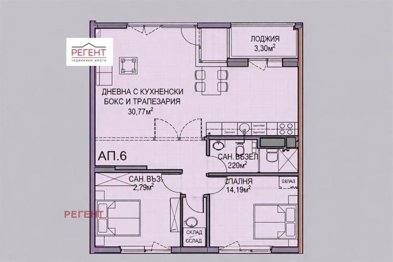 Продава 2-СТАЕН, гр. София, Обеля 2, снимка 2 - Апартаменти - 53332341