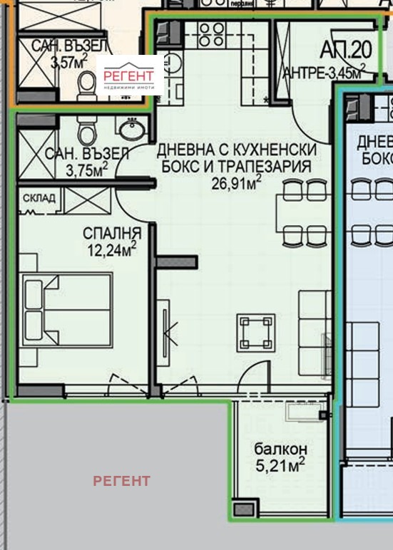 Продава 2-СТАЕН, гр. София, Обеля 2, снимка 2 - Апартаменти - 53332341