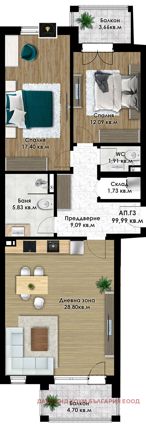 Продава 3-СТАЕН, гр. Пловдив, Коматевско шосе, снимка 2 - Aпартаменти - 48687360