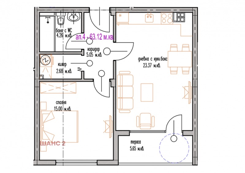 Προς πώληση  1 υπνοδωμάτιο Βαρνα , μ-τ Δολνα Τρακα , 69 τ.μ | 11166091 - εικόνα [5]