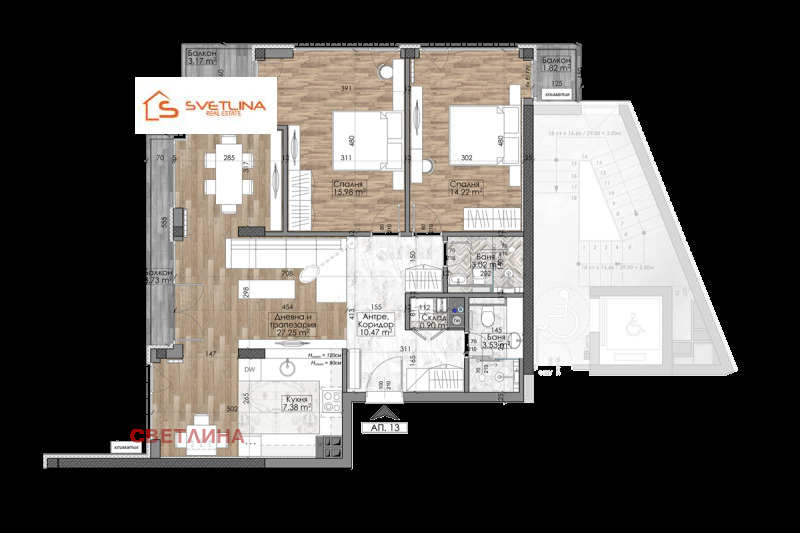 Продава 3-СТАЕН в град София, Манастирски ливади - 117 кв.м / 339 068 € » 663 159.37 лв., СВЕТЛИНА