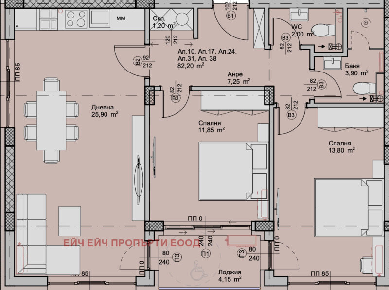 Na prodej  2 ložnice Plovdiv , Zapaden , 97 m2 | 58570507 - obraz [3]