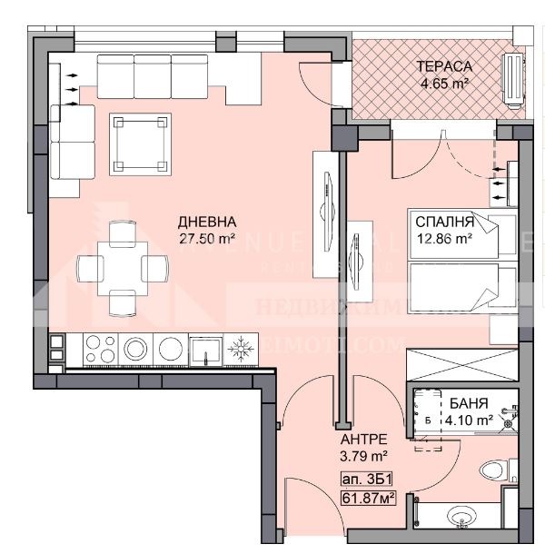 En venta  1 dormitorio Plovdiv , Gagarin , 73 metros cuadrados | 72105040 - imagen [2]