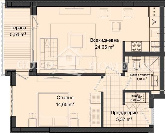 Eladó  1 hálószoba Plovdiv , Gagarin , 74 négyzetméter | 60426987 - kép [4]