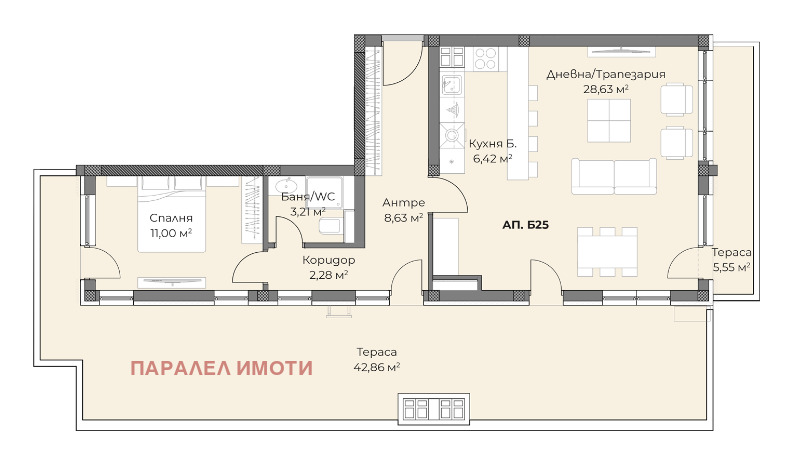 Myytävänä  1 makuuhuone Plovdiv , Otdih i kultura , 86 neliömetriä | 70614240