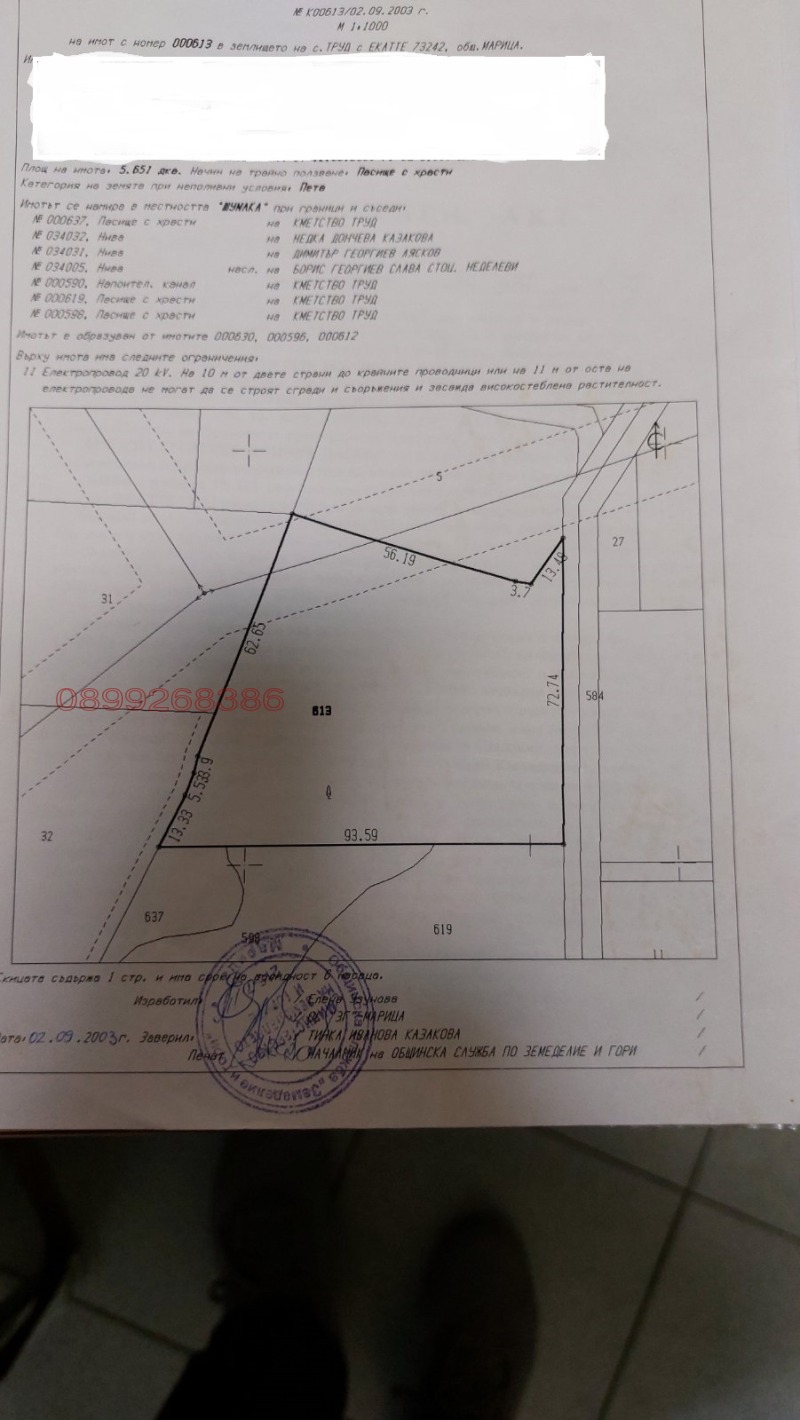 Продава ЗЕМЕДЕЛСКА ЗЕМЯ, с. Труд, област Пловдив, снимка 1 - Земеделска земя - 49554722