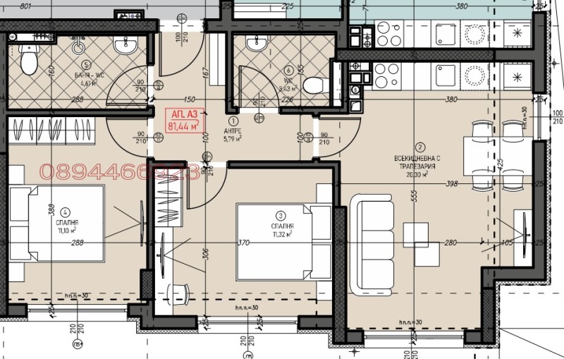 À vendre  2 chambres Sofia , Souhata reka , 85 m² | 35679502 - image [2]