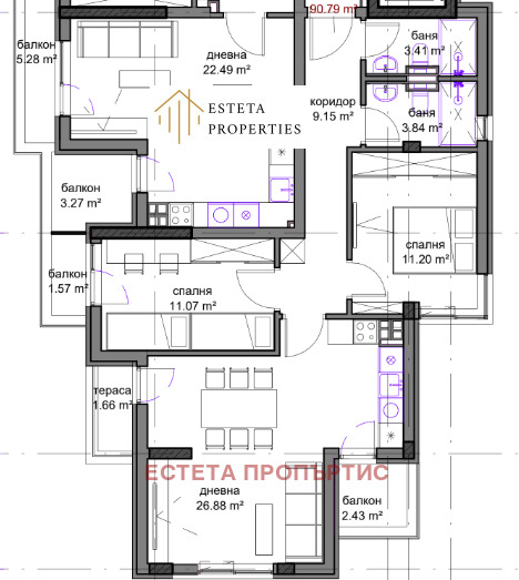 En venta  2 dormitorios Sofia , Krasno selo , 106 metros cuadrados | 63641271 - imagen [2]
