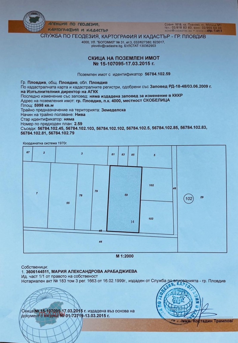 Продава ПАРЦЕЛ, гр. Пловдив, Тракия, снимка 1 - Парцели - 49371461