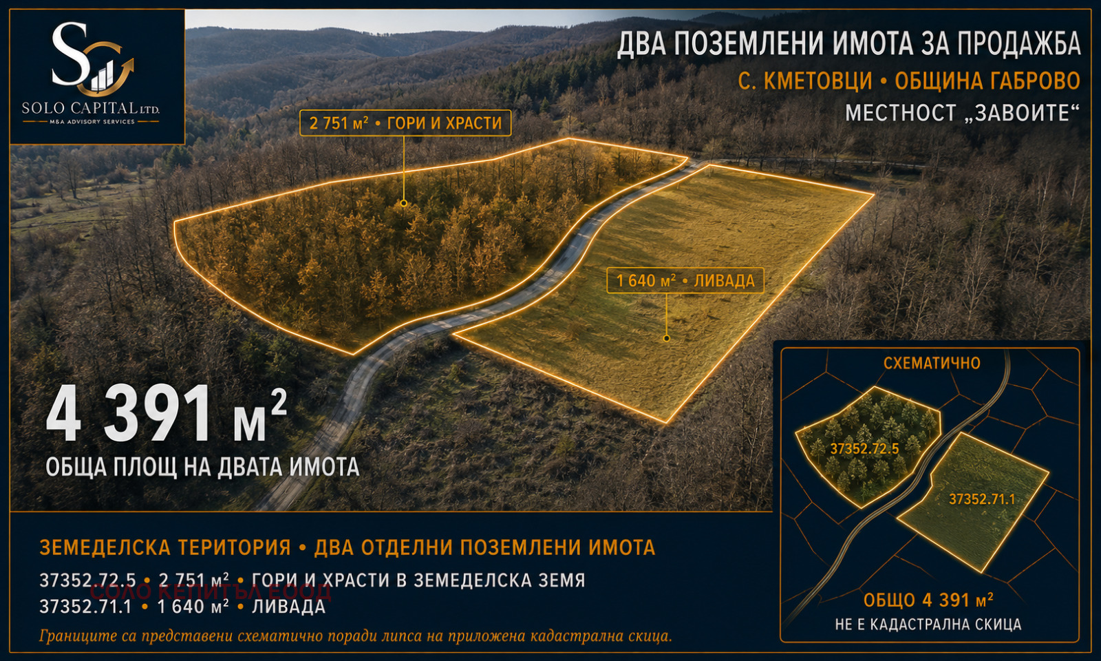 Продава ЗЕМЕДЕЛСКА ЗЕМЯ, с. Кметовци, област Габрово