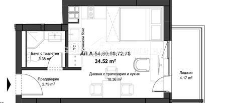 Till salu  Studio Plovdiv , Kjutjuk Parij , 45 kvm | 16431005 - bild [2]