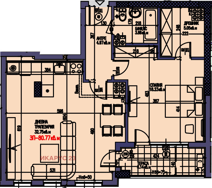 En venta  1 dormitorio Plovdiv , Mladezhki Jalm , 104 metros cuadrados | 71007910