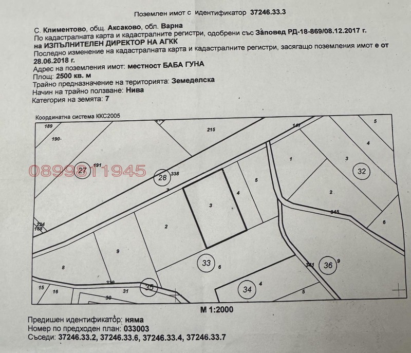 Продава ПАРЦЕЛ в област Варна, гр. Аксаково - 2500 кв.м / 35 000 € » 68 454.05 лв.
