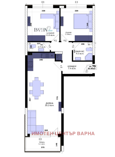 Продается  2 спальни Варна , Кайсиева градина , 95 кв.м | 38648847