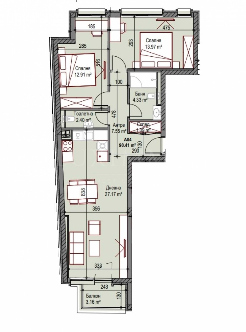 Myytävänä  2 makuuhuonetta Sofia , Suhata reka , 108 neliömetriä | 35001015 - kuva [2]
