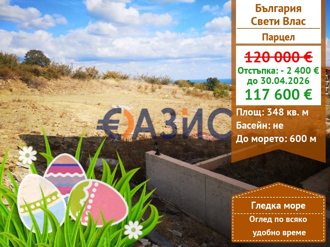 Продава ПАРЦЕЛ, гр. Свети Влас, област Бургас