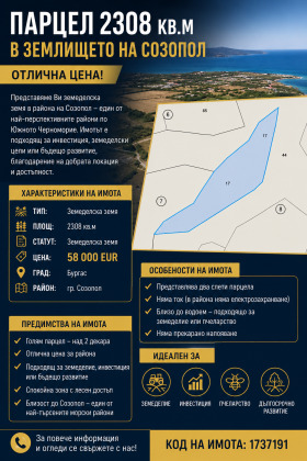 Продава  Парцел, гр. Созопол