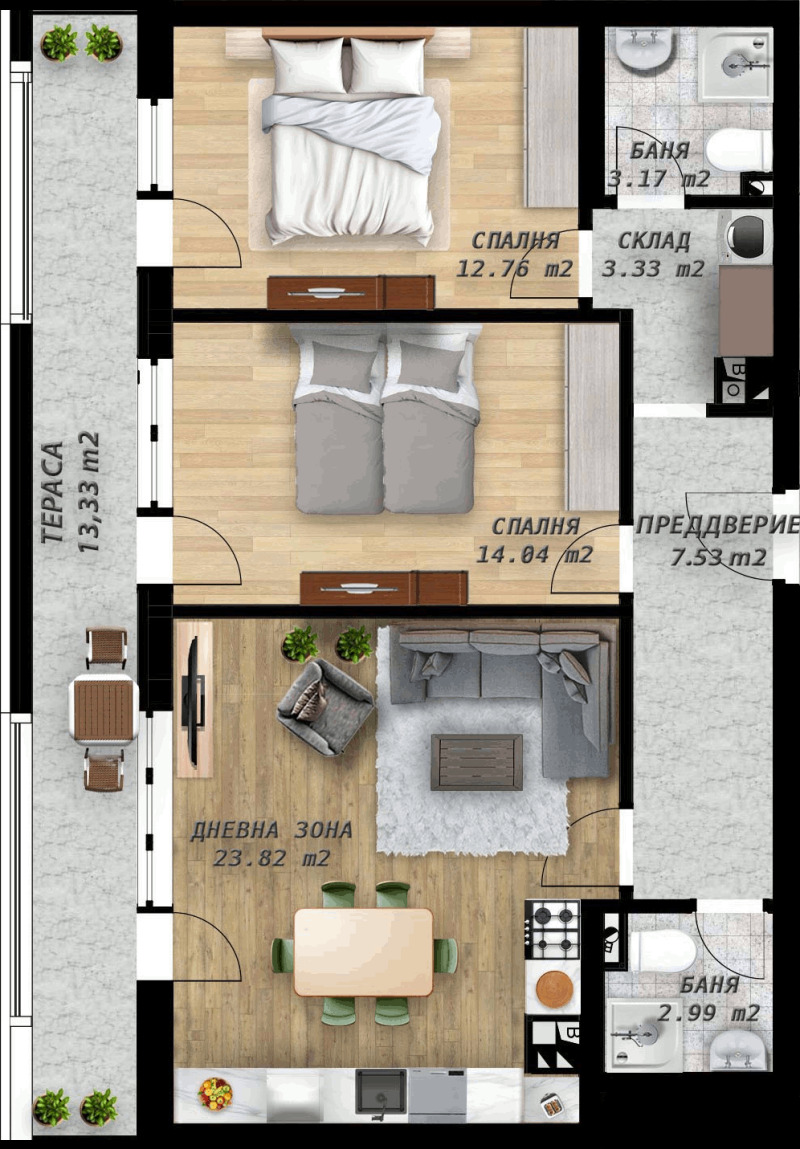 Продава 3-СТАЕН, гр. Пловдив, Беломорски, снимка 2 - Апартаменти - 53324357