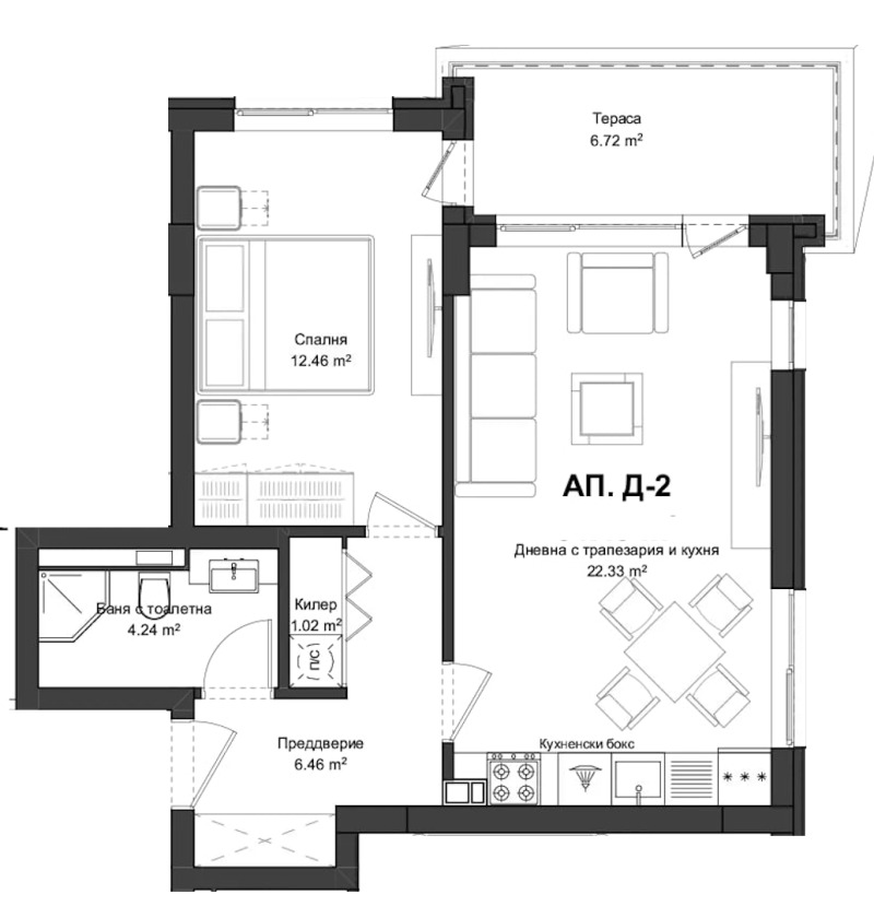 Продается  1 спальня Пловдив , Гагарин , 74 кв.м | 37981260 - изображение [2]