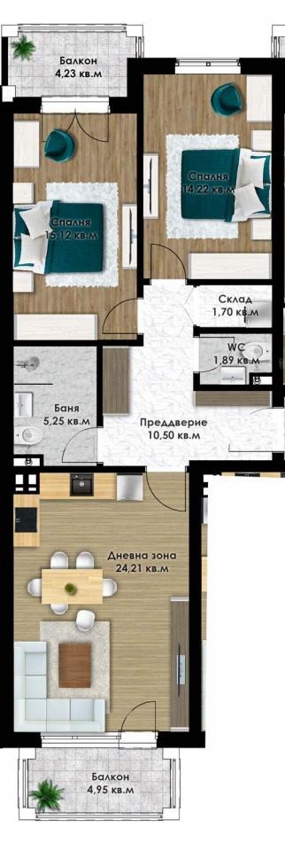 De vânzare  2 dormitoare Plovdiv , Iujen , 112 mp | 41514090 - imagine [2]