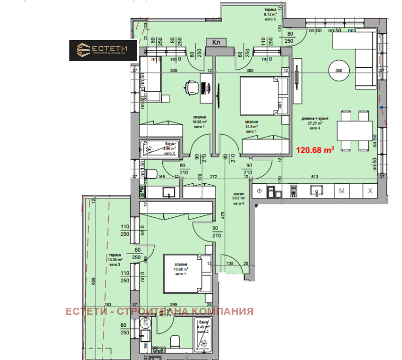 Продава МНОГОСТАЕН в град Стара Загора, Железник - изток - 148 кв.м / 178 000 € » 348 137.74 лв., ЕСТЕТИ - СТРОИТЕЛНА КОМПАНИЯ