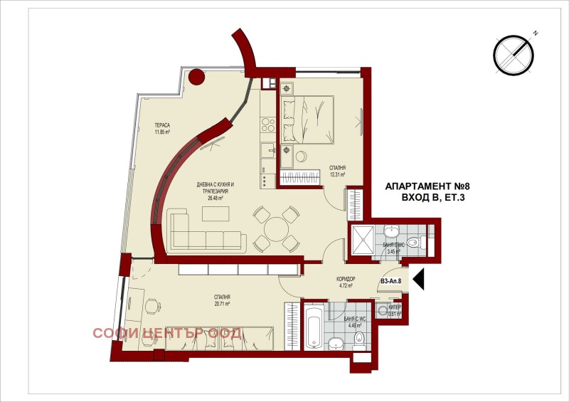 Te koop  2 slaapkamers Sofia , Tsentar , 119 m² | 89017163 - afbeelding [2]