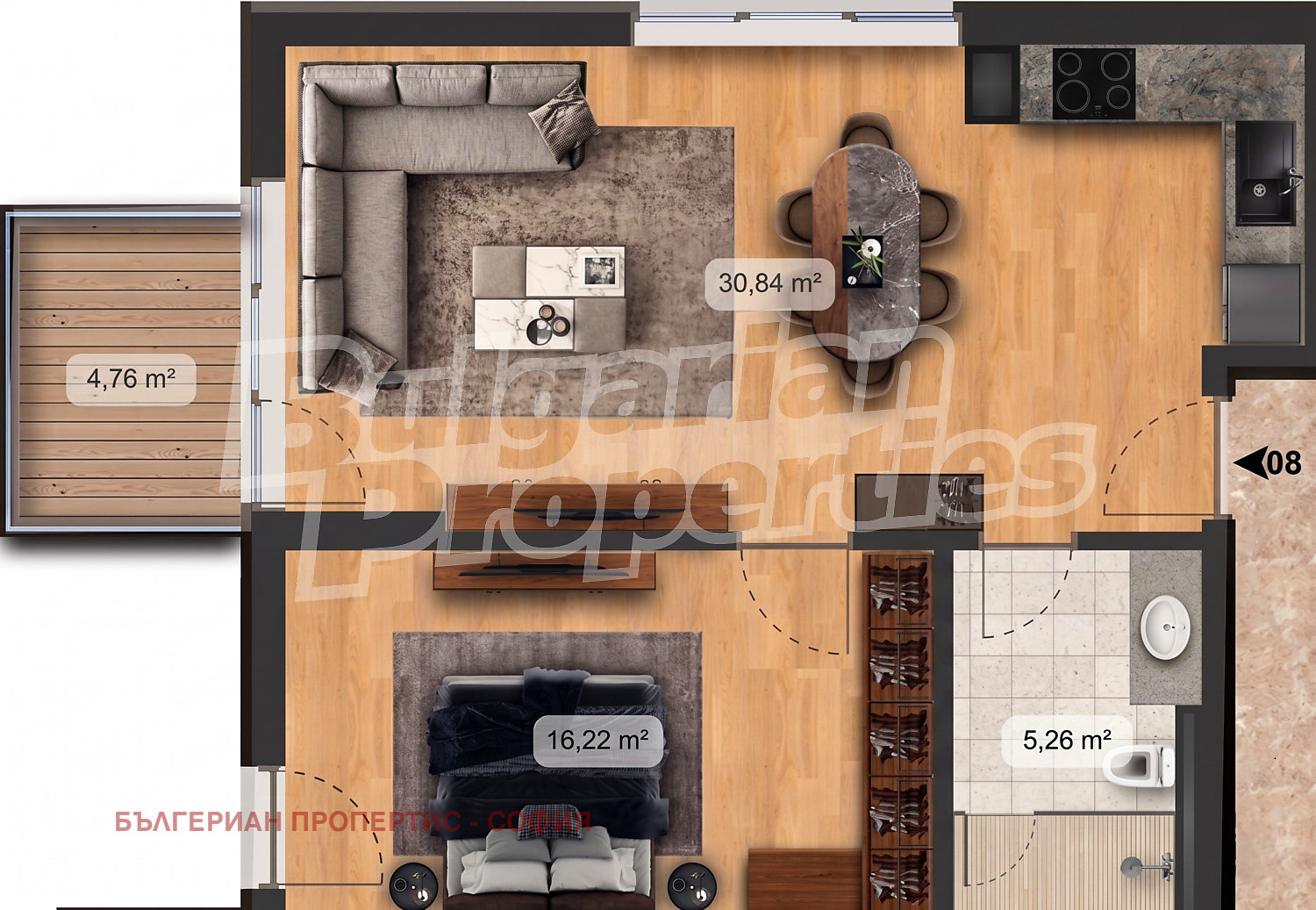 Продава 2-СТАЕН, гр. София, 7-ми 11-ти километър, снимка 6 - Апартаменти - 55010035