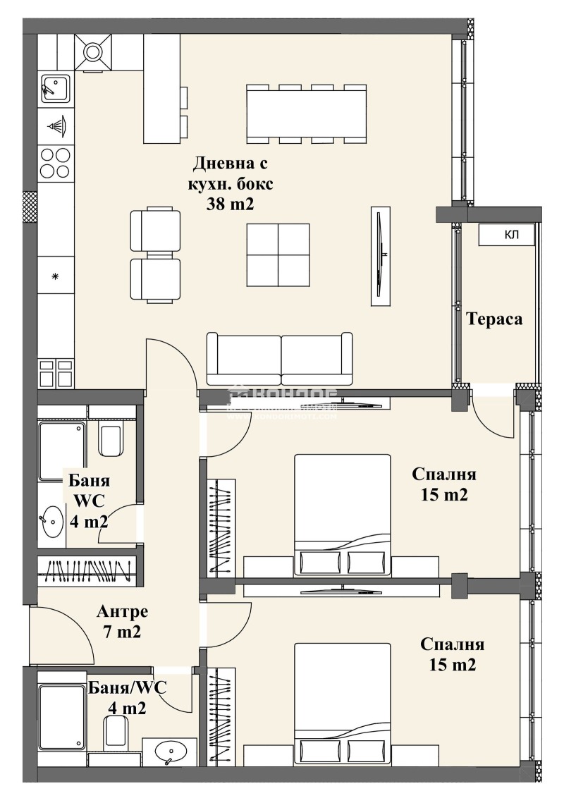 En venta  2 dormitorios Plovdiv , Tsentar , 118 metros cuadrados | 44438201 - imagen [2]