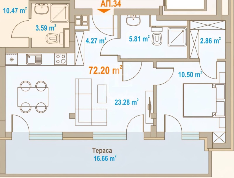 Продава 2-СТАЕН, гр. София, Център, снимка 4 - Апартаменти - 53124675