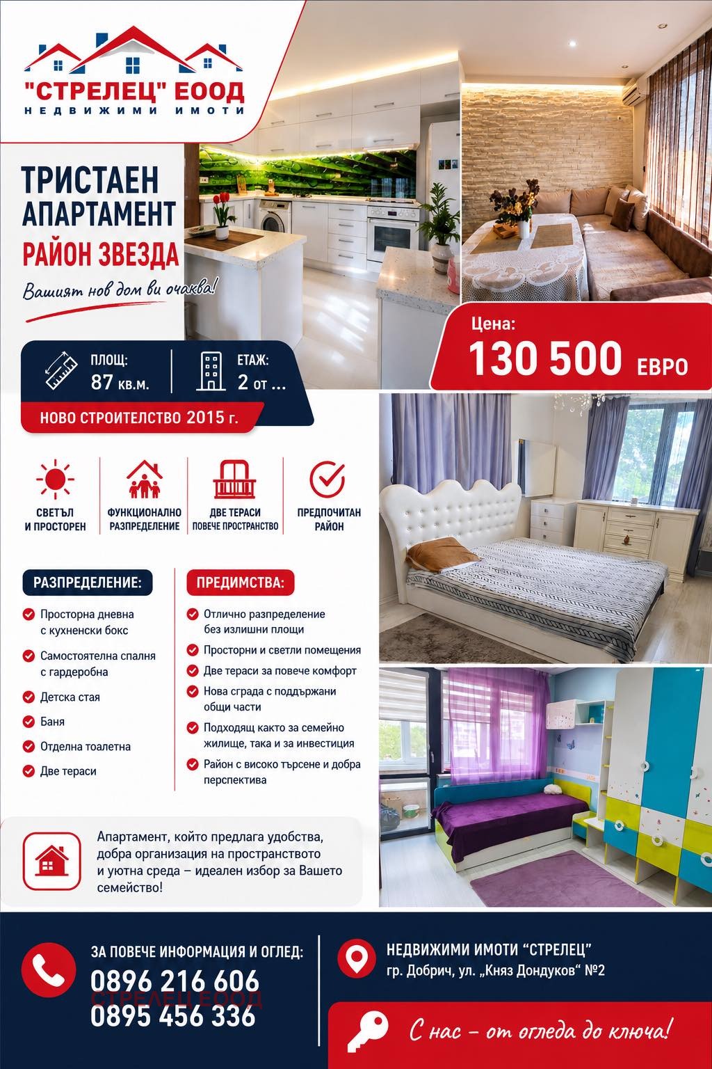 Продава 3-СТАЕН, гр. Добрич, Център