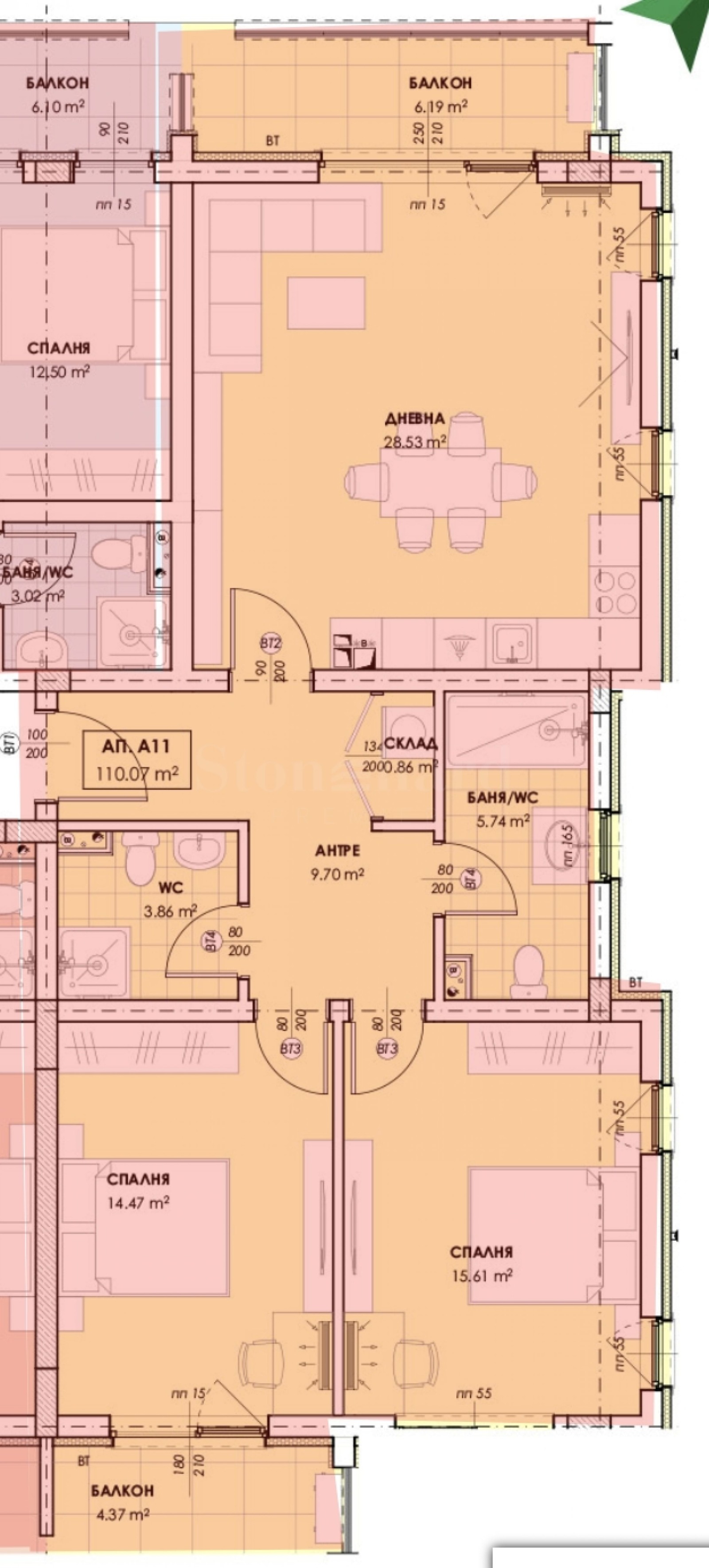 Продава 3-СТАЕН, гр. Пловдив, Остромила, снимка 5 - Апартаменти - 53719433