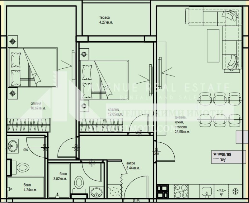 Na prodej  2 ložnice Plovdiv , Karšijaka , 99 m2 | 92015800 - obraz [2]