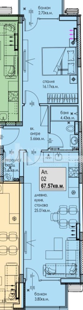 Продается  1 спальня Пловдив , Южен , 82 кв.м | 30716143 - изображение [3]
