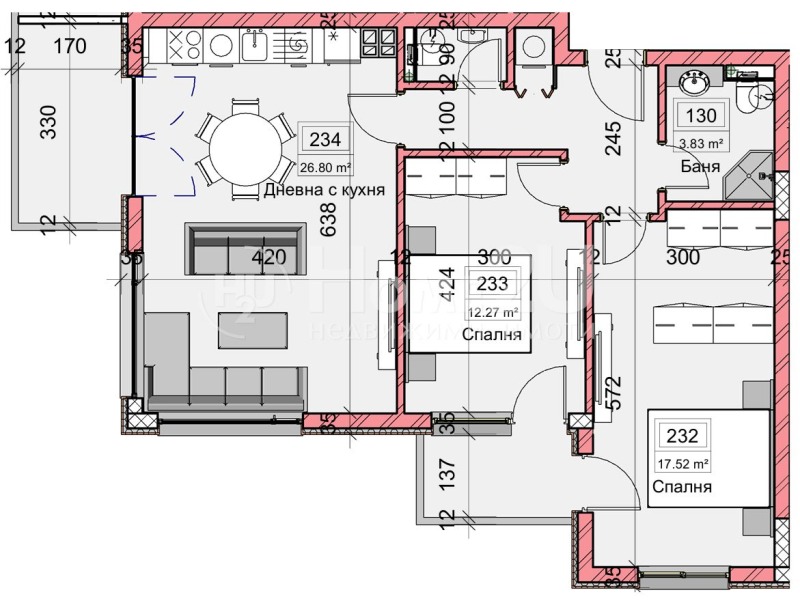 Myytävänä  2 makuuhuonetta Varna , Kajsieva gradina , 104 neliömetriä | 74570016 - kuva [4]