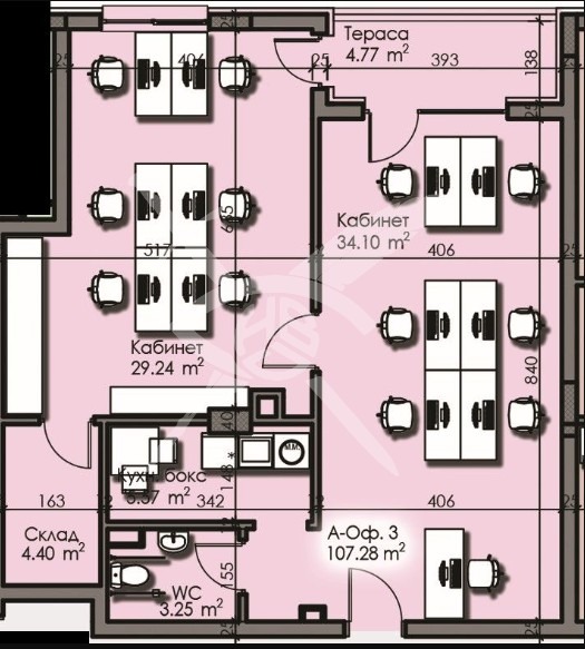 À vendre  Bureau Bourgas , Izgrev , 107 m² | 95428761