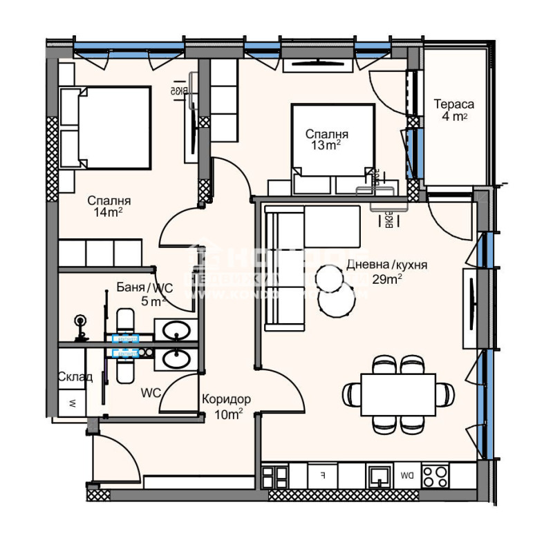 Satılık  2 yatak odası Plovdiv , Karşiyaka , 103 metrekare | 13622596 - görüntü [2]