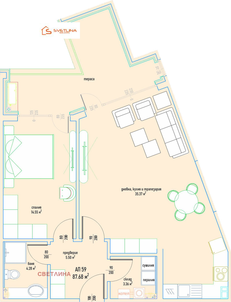 Продава 2-СТАЕН, гр. София, Малинова долина