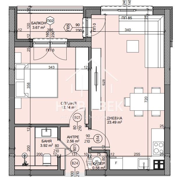 Te koop  1 slaapkamer Varna , Vladislav Varnentsjik 1 , 66 m² | 77154940