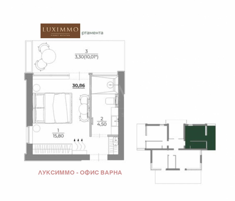 À vendre  Studio Varna , m-t Alen mak , 30 m² | 68988390 - image [5]