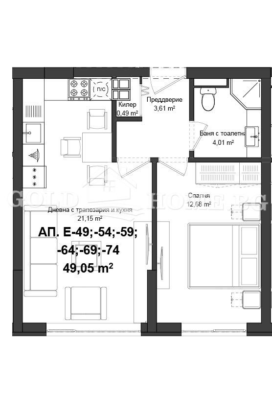 Zu verkaufen  1 Schlafzimmer Plowdiw , Gagarin , 56 qm | 72004160 - Bild [3]