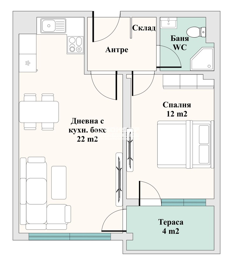 Satılık  1 yatak odası Plovdiv , Trakiya , 63 metrekare | 21755516 - görüntü [2]