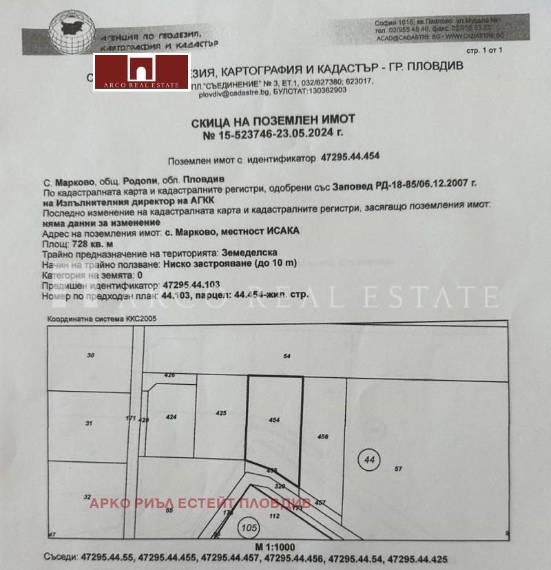 Продава  Парцел област Пловдив , с. Марково , 728 кв.м | 24303505