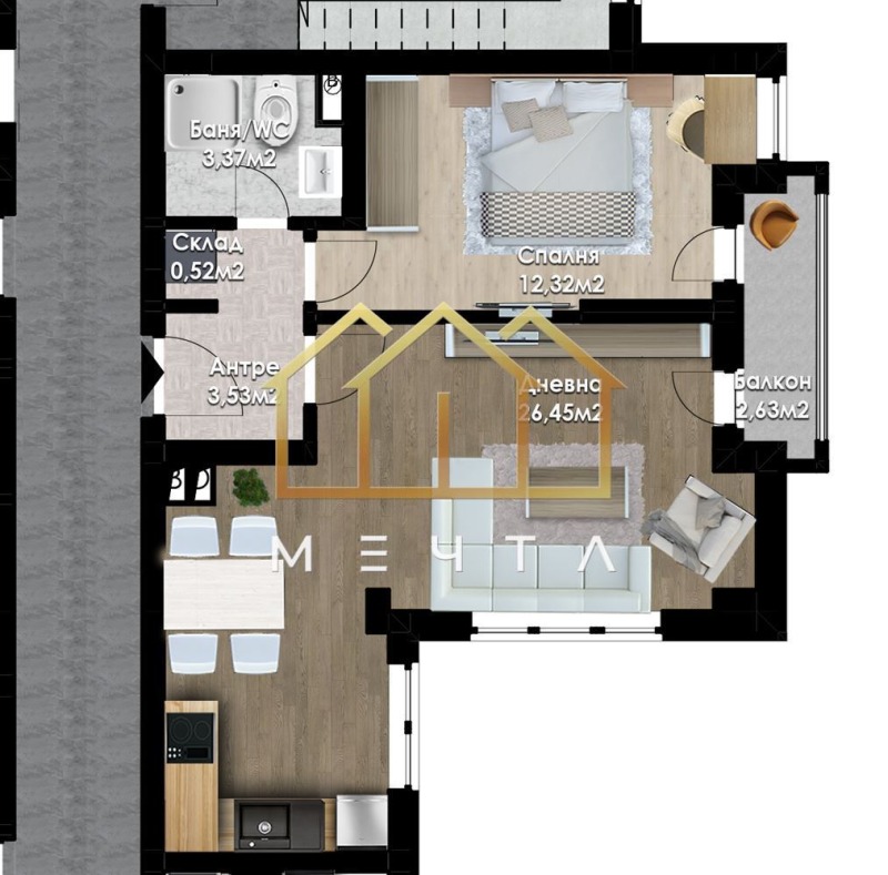 À venda  1 quarto Plovdiv , Iujen , 77 m² | 36634368 - imagem [6]