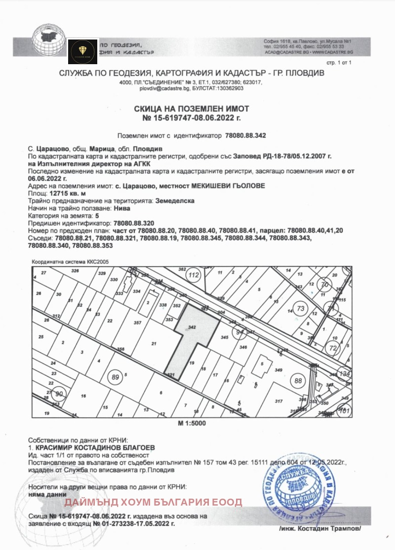 For Sale  Plot region Plovdiv , Tsaratsovo , 12715 sq.m | 56031853