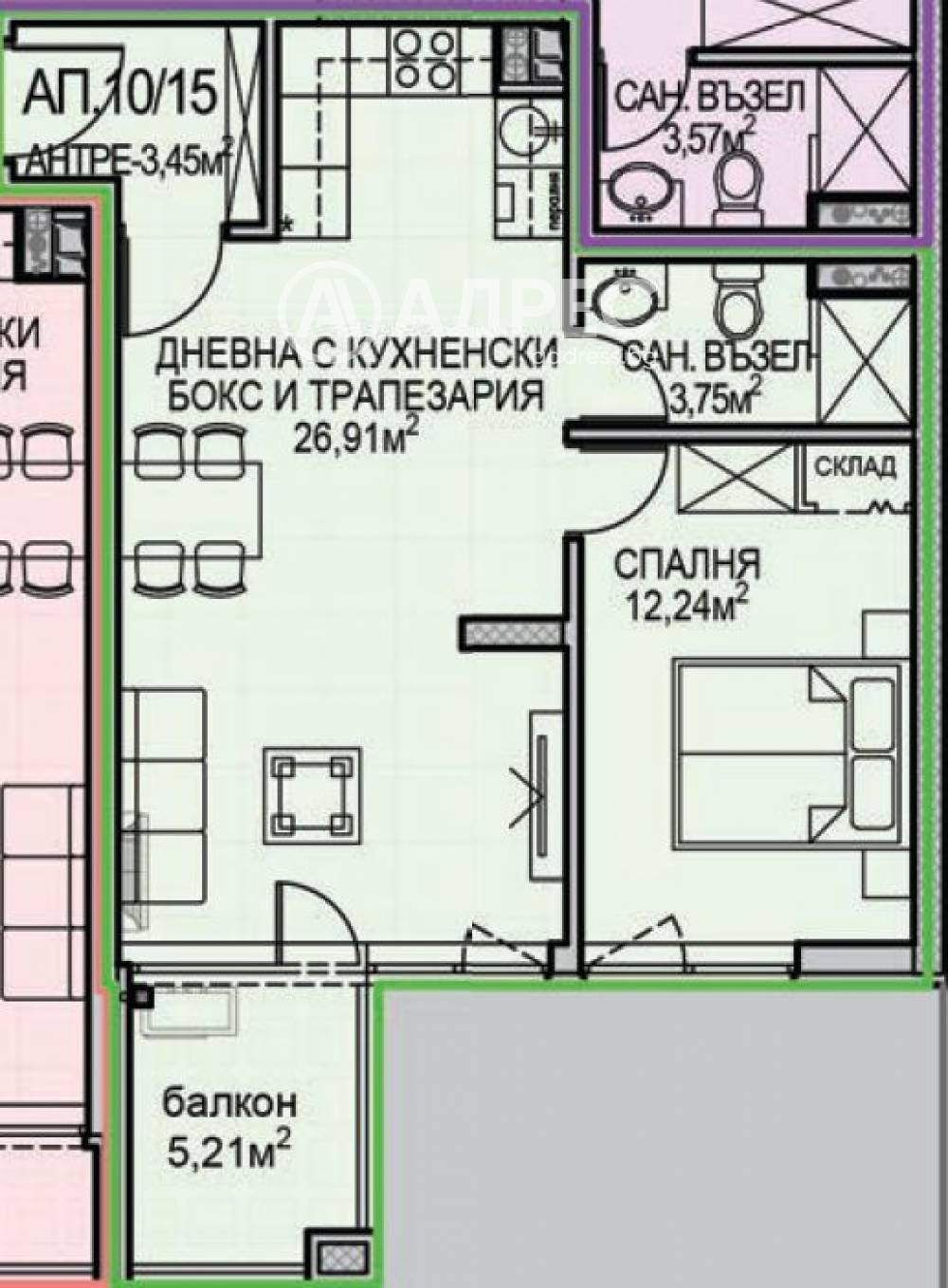 Продава 2-СТАЕН, гр. София, Обеля 2, снимка 4 - Апартаменти - 55923389