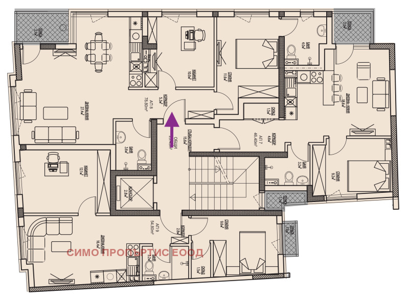 En venta  2 dormitorios Sofia , Tsentar , 93 metros cuadrados | 63024628 - imagen [2]