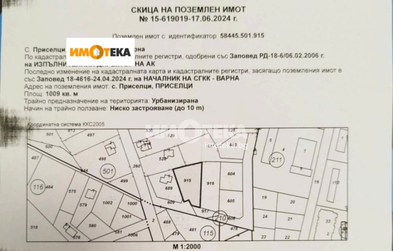 Na sprzedaż  Działka region Warny , Priselci , 1009 mkw | 35389693 - obraz [2]