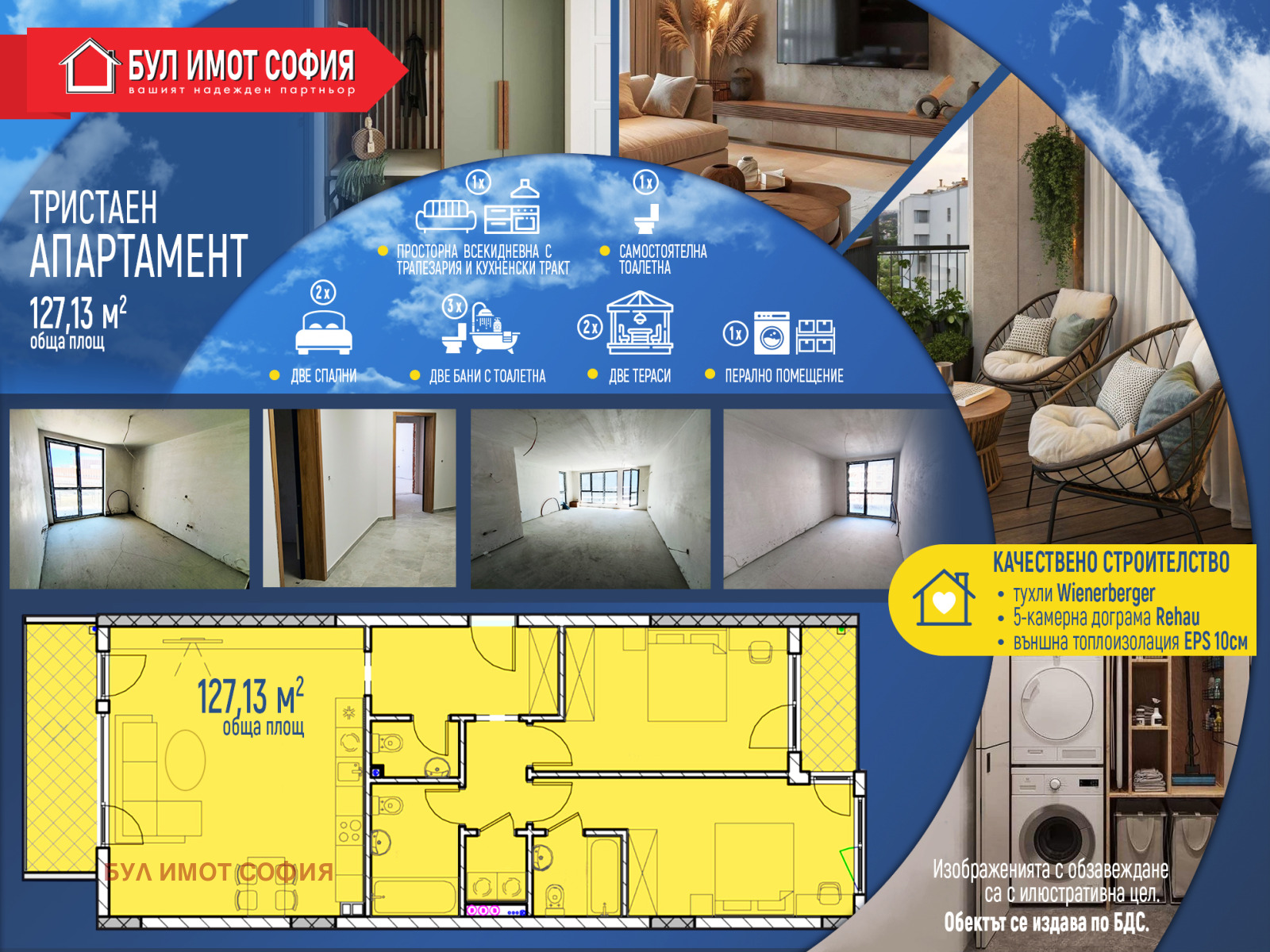 Продава 3-СТАЕН, гр. София, Полигона, снимка 2 - Апартаменти - 49814097